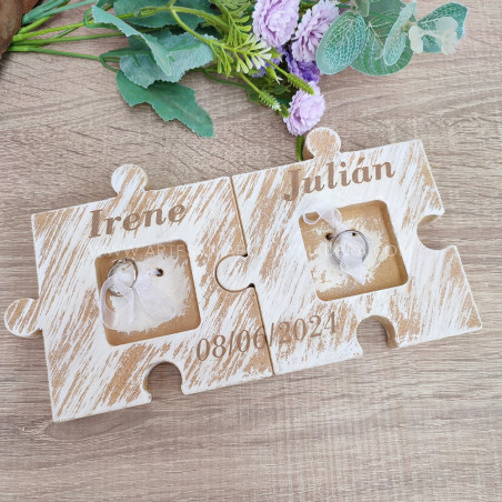 porta alianzas de puzzle personalizado
