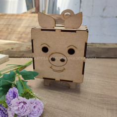 Hucha cerdo de madera