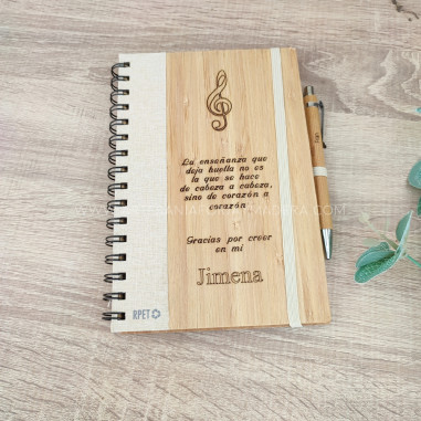 Cuaderno Madera + Bolígrafo Profe Música