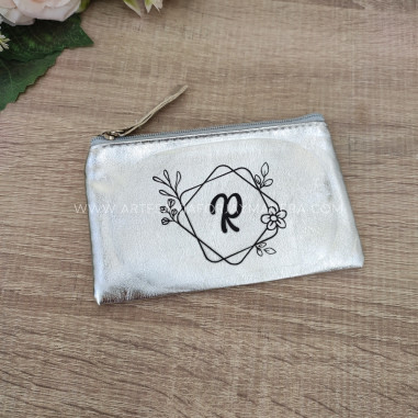 Monedero metalizado rombo floral