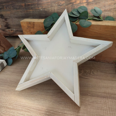 bandeja de madera con forma de estrella de Forja y Madera