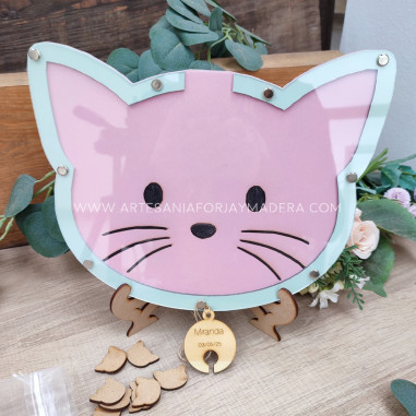 Hucha Gato con fichas para firmar