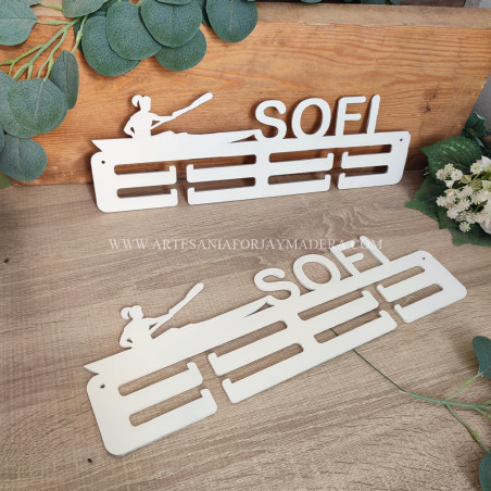 soporte doble para medallas de palista femenina