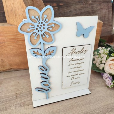 Placa Abuelos con flor