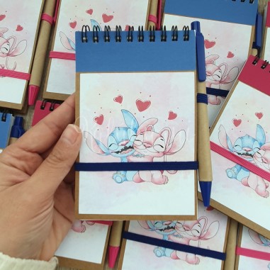 Libreta con Boli Imagen Stitch y Angel