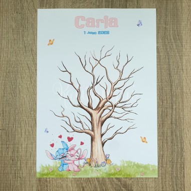 Lámina árbol de huellas Stitch y...