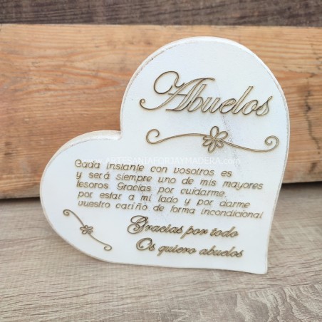 regalo corazon de madera para abuelos personalizado