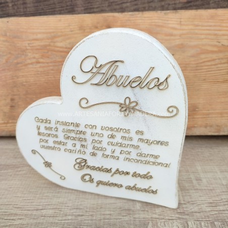 placa decorativa familiar exclusiva de Forja y Madera con forma de corazon