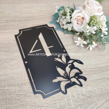 Numero Puerta adorno floral