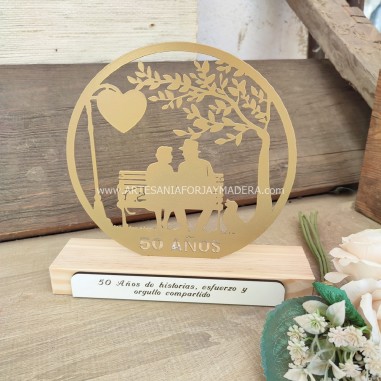 Placa de hierro aniversario circulo...