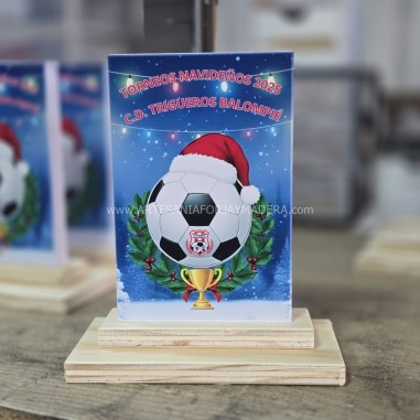 Trofeo metacrilato futbol navideño