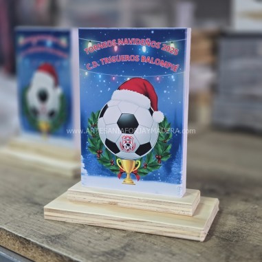 Trofeo metacrilato futbol navideño