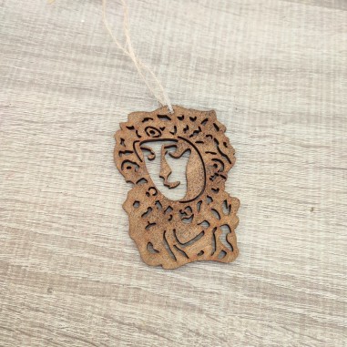 Colgante coche madera Busto Virgen...