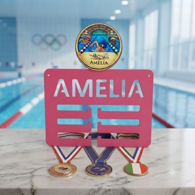medallero triple de natacion personalizado