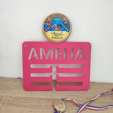 medallero deportivo con dibujo de natacion