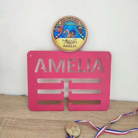 medallero deportivo con dibujo de natacion