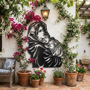 silueta exclusiva de la virgen con el nino para pared