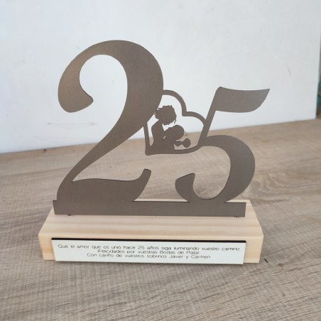 placa conmemorativa de bodas de plata exclusiva de Forja y Madera