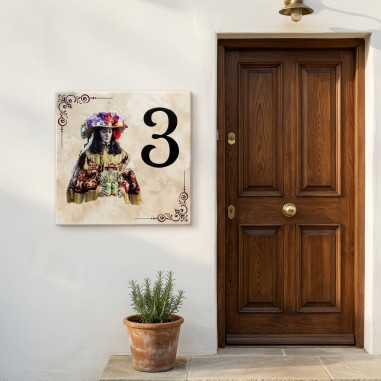 numero de puerta cuadrado virgen del rocio personalizado