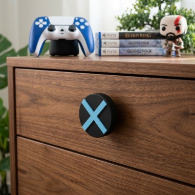 tirador decorativo de cruz play con relieve 3d