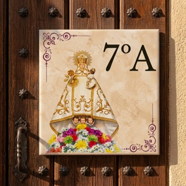 numero de puerta cuadrado virgen de covadonga personalizado