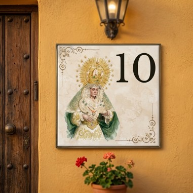numero de puerta cuadrado virgen de la esperanza macarena personalizado
