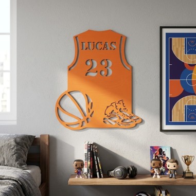 placa silueta camiseta de baloncesto de madera personalizada