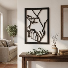 cuadro de pared de madera manos enlazadas personalizado 2