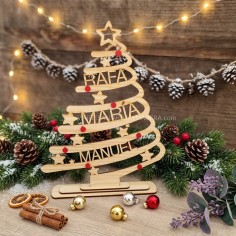 arbol de navidad decorativo personalizado con 6 nombres