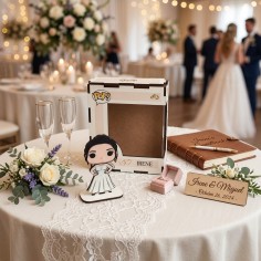 figura estilo funko 2d personalizada de novia para boda