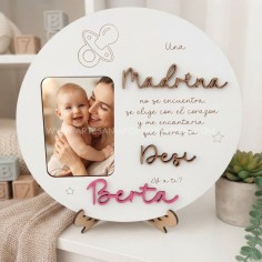 soporte fotografico redondo con dedicatoria especial