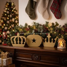 silueta de pie con las 3 coronas de los reyes magos personalizada