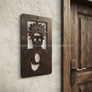 numero vertical de acero con la figura de san antonio abad personalizado