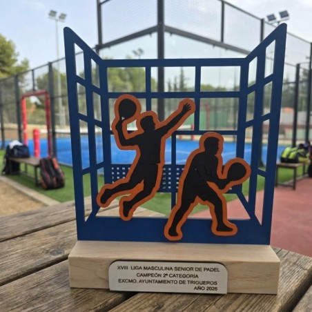 trofeo 3d de padel con silueta de pista personalizado