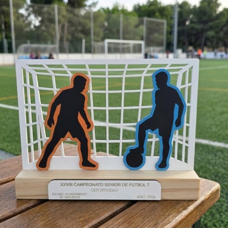 trofeo 3d de futbol personalizado con balon
