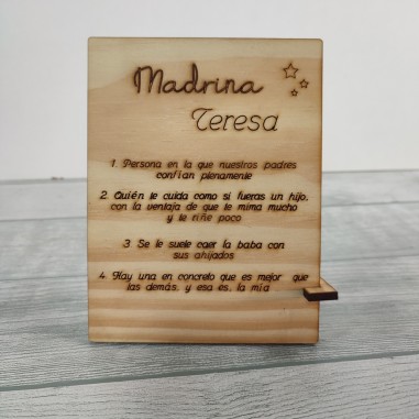 placa de agradecimiento para madrina exclusiva de Forja y Madera
