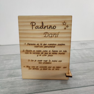placa de agradecimiento para padrino exclusiva de Forja y Madera