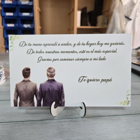 placa de agradecimiento al padre de los novios exclusivo de Forja y Madera
