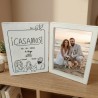 portafotos en forma de libro para bodas con ilustracion de novios personalizado