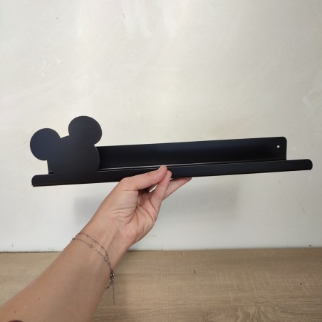 Balda para libros infantiles con silueta de Mickey en forjaymadera