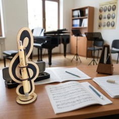 Regalo para profesor con clave de sol y boli en forjaymadera España