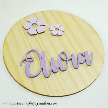 Placa Con Nombre Flores