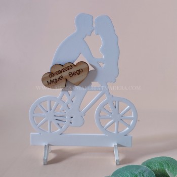 Cake Topper Novios en Bici