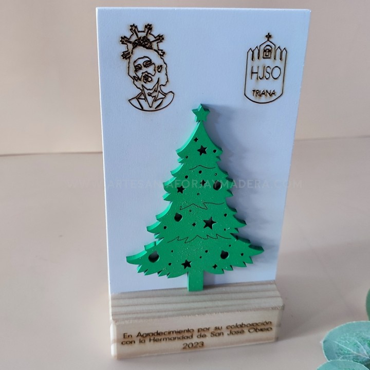 Trofeo árbol Navidad en placa